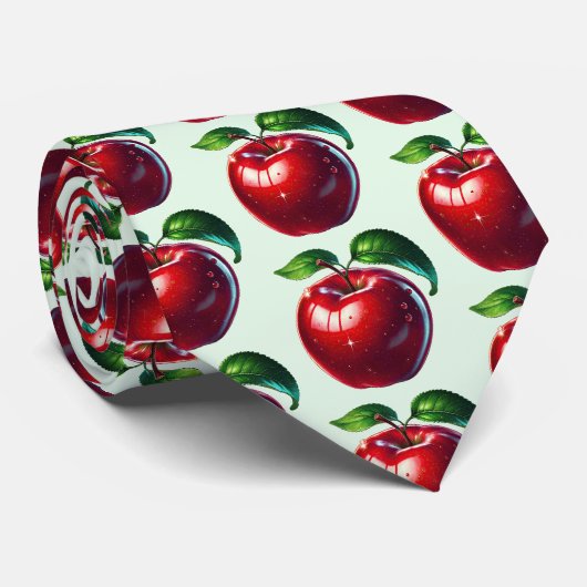 Geruit appelpatroon fruit stropdas (Opgerold)
