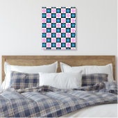 Geruit Aster Roze Blauw Bloemen Abstract Canvas Afdruk (Insitu (Slaapkamer))