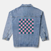 Geruit Aster Roze Blauw Bloemen Abstract Denim Jacket (Achterkant)