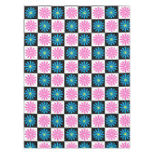 Geruit Aster Roze Blauw Bloemen Abstract Tafelkleed (Voorkant)