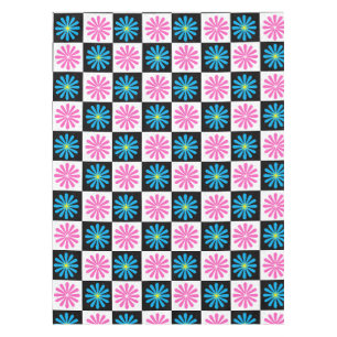 Geruit Aster Roze Blauw Bloemen Abstract Tafelkleed