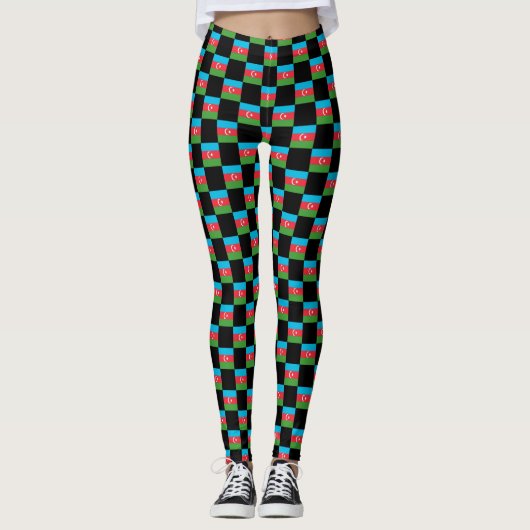 Geruit Azerbeidzjan-vlagpatroon Leggings (Voorkant)