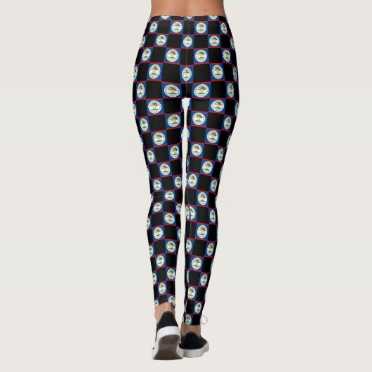 Geruit Belize-vlagpatroon Leggings (Achterkant)