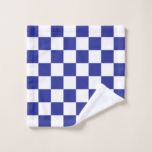 Geruit Blauw en Wit Badhanddoek Set Bad Handdoek (Wasdoekje)