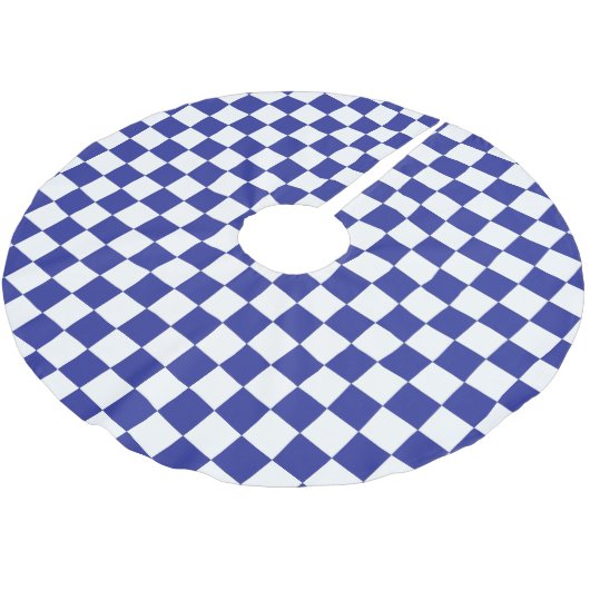 Geruit Blauw en Wit Kerstboom Rok (Gekanteld)