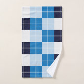 Geruit blauw geruit geplakt patroon bad handdoek (Handdoek)