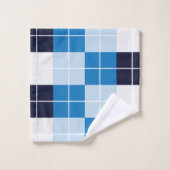 Geruit blauw geruit geplakt patroon bad handdoek (Wasdoekje)
