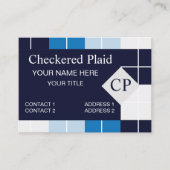 Geruit blauw geruit geplakt patroon visitekaartje (Voorkant)