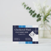 Geruit blauw geruit geplakt patroon visitekaartje (Staand voorkant)