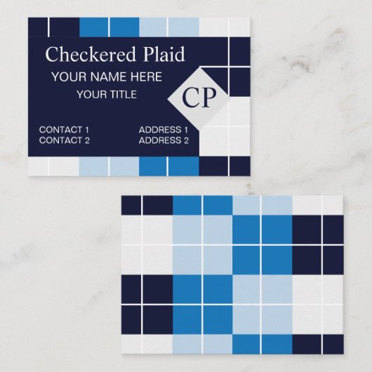 Geruit blauw geruit geplakt patroon visitekaartje (Voorkant / Achterkant)