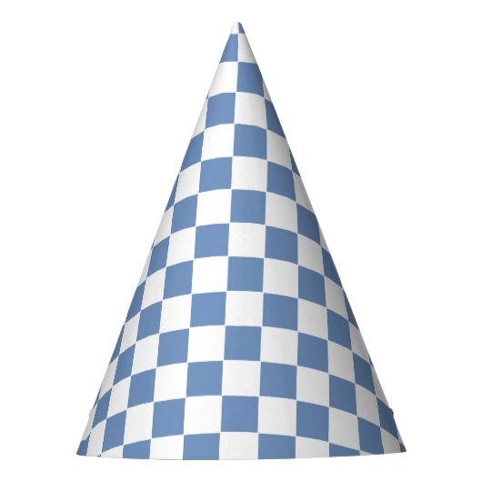 Geruit Blauw/Grijs en Wit Feesthoedjes (Voorkant)