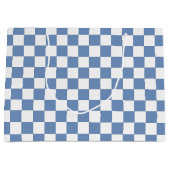 Geruit Blauw/Grijs en Wit Groot Cadeauzakje (Voorkant)