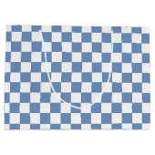 Geruit Blauw/Grijs en Wit Groot Cadeauzakje (Achterkant)