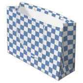 Geruit Blauw/Grijs en Wit Groot Cadeauzakje (Achterkant Gekanteld)