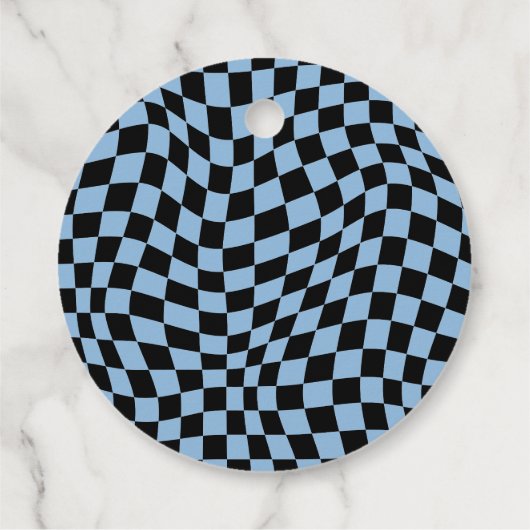 Geruit Blauw Preppy Glimlach Verjaardag Dank u Bedankjes Labels (Achterkant)