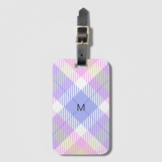 Geruit Blauw Roze Geel Bagagelabel (Voorkant (verticaal))