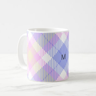 Geruit Blauw Roze Geel Koffiemok