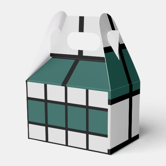 Geruit Blauwgroen grijs zwart geruit Bedankdoosjes (Voorkant Zijde)