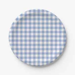 Geruit Blue Gingham Classic Papieren Bordje