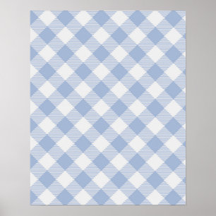 Geruit Blue Gingham Classic Poster