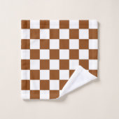 Geruit Bruin en Wit Bad Handdoek (Wasdoekje)