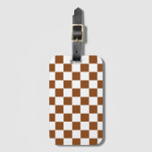 Geruit Bruin en Wit Bagagelabel (Voorkant (verticaal))