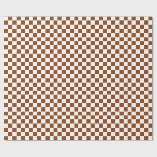 Geruit Bruin en Wit Cadeaupapier (Vlak)