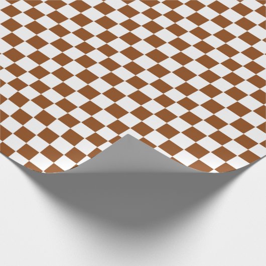 Geruit Bruin en Wit Cadeaupapier (Hoek)