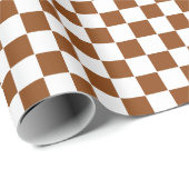 Geruit Bruin en Wit Cadeaupapier (Rol Hoek)