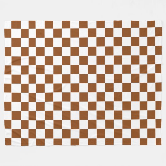 Geruit Bruin en Wit Fleece Deken (Voorkant (Horizontaal))