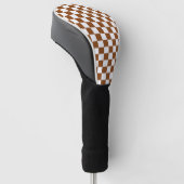 Geruit Bruin en Wit Golfheadcover (Schuin)