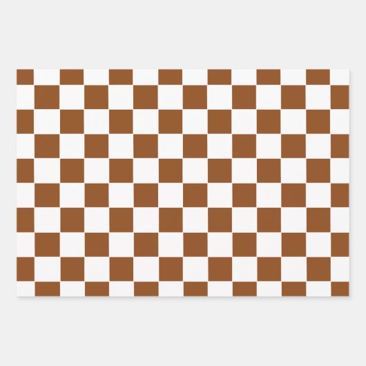 Geruit Bruin en Wit Inpakpapier Vel (Voorkant 2)