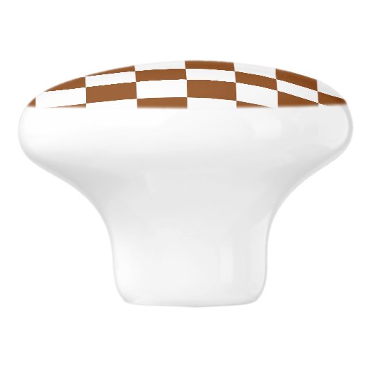Geruit Bruin en Wit Keramische Knop (Zijkant)