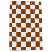 Geruit Bruin en Wit Medium Cadeauzakje (Voorkant)