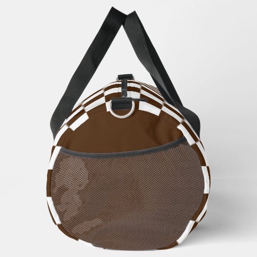 Geruit bruin en wit patroon plunjezak (Rechts)