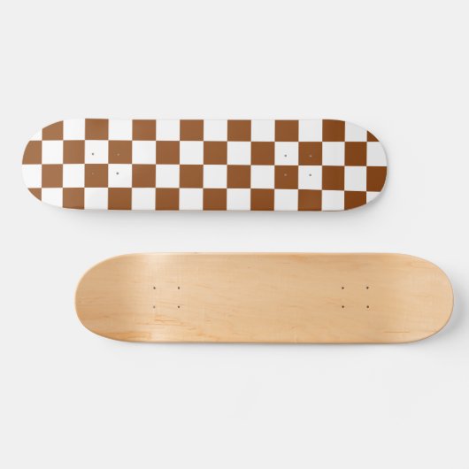 Geruit Bruin en Wit Persoonlijk Skateboard (Horizontaal)