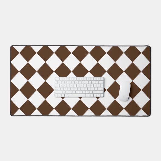 Geruit Bruin en Wit Retro Bureaumat (Keyboard & Muis)