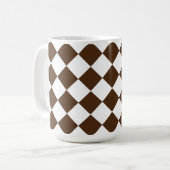 Geruit Bruin en Wit Retro Koffiemok (Voorkant links)