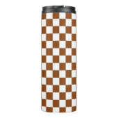 Geruit Bruin en Wit Thermosbeker (Achterkant)