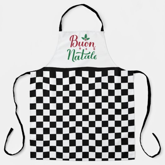Geruit Buon Natale Vrolijk Kerstfeest Schort (Voorkant)