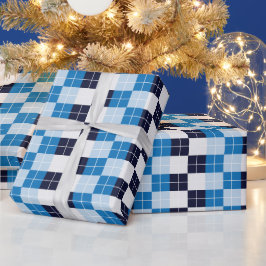 Geruit Checkerboard Blue Navy Blue Cadeaupapier