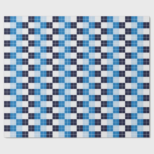 Geruit Checkerboard Blue Navy Blue Cadeaupapier (Vlak)