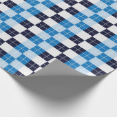 Geruit Checkerboard Blue Navy Blue Cadeaupapier (Hoek)