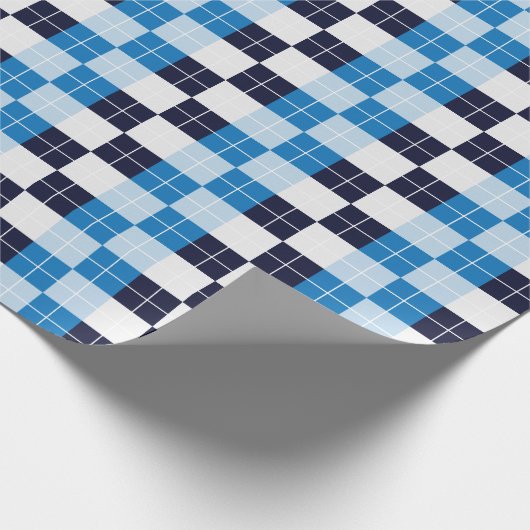 Geruit Checkerboard Blue Navy Blue Cadeaupapier (Hoek)