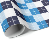 Geruit Checkerboard Blue Navy Blue Cadeaupapier (Rol Hoek)