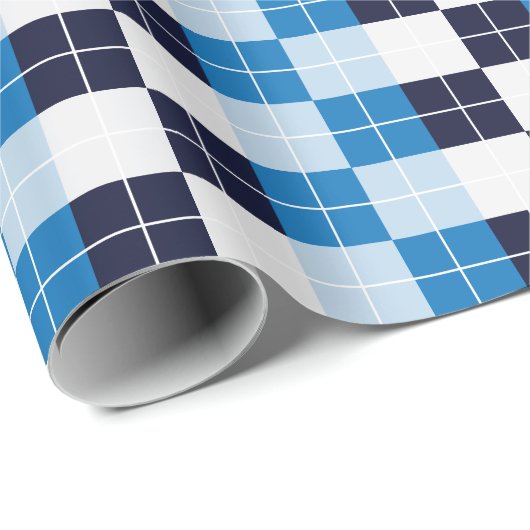 Geruit Checkerboard Blue Navy Blue Cadeaupapier (Rol Hoek)