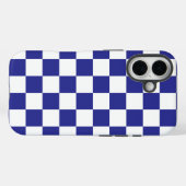 Geruit diep blauw en wit Case-Mate iPhone case (Achterkant (horizontaal))