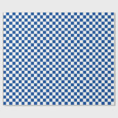 Geruit diepblauw en wit inpakpapier (Vlak)