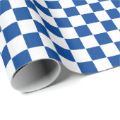 Geruit diepblauw en wit inpakpapier (Rol Hoek)