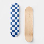 Geruit diepblauw en wit inpakpapier persoonlijk skateboard (Voorkant)